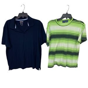 Lot of 2 Jos A Bank Mountain Lake Mens Large Short Sleeve Striped Polo Shirts